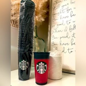 Starbucks coloring changing Holiday edition GREEN to RED HOT cups,25 cups w/lids